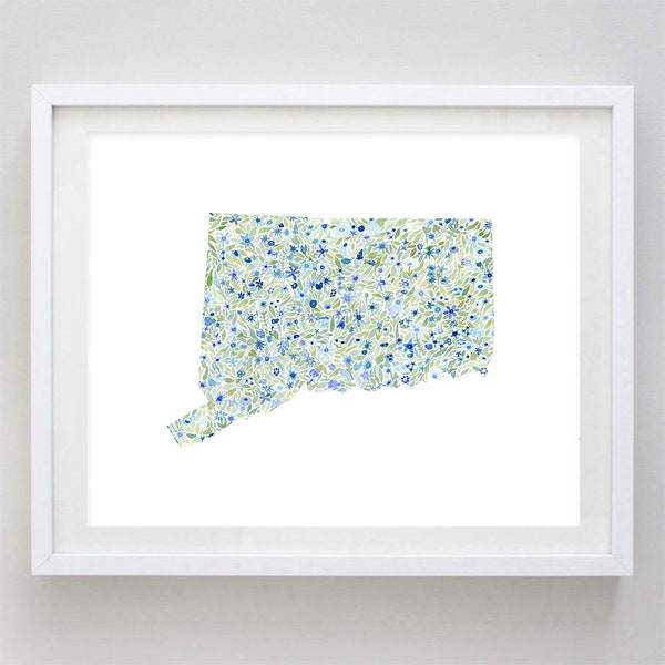 Connecticut Watercolor Art Print - Custom Connecticut Artwork - Connecticut Housewarming Gift - Custom State - Connecticut Kids Room