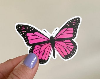 Monarch Butterfly Pink Sticker - Butterfly Sticker - Laptop Decal - Monarch Decal - Monarch Butterfly Art - Watercolor - Butterfly Decal