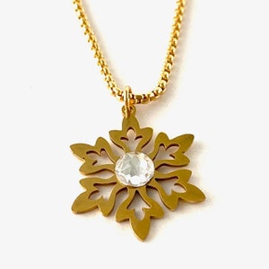 Swarovski Kissed Snowflake Necklace- Gold Box Chain