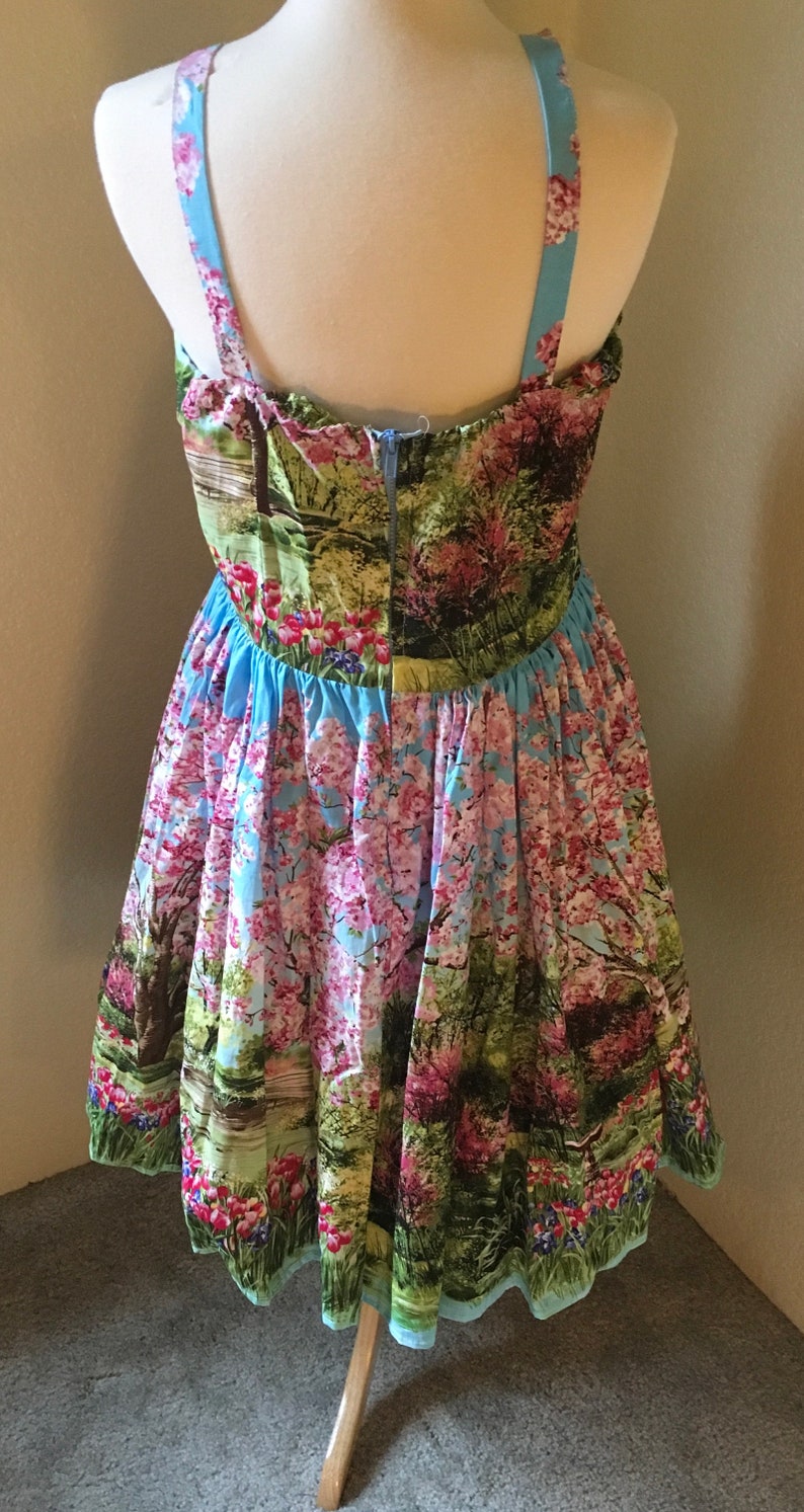 Pinup Doll Collection for Super Amanda Clothing\u2122 Shelf Bust Dress Handmade Primavera Landcape Dress Summer Collection 2019