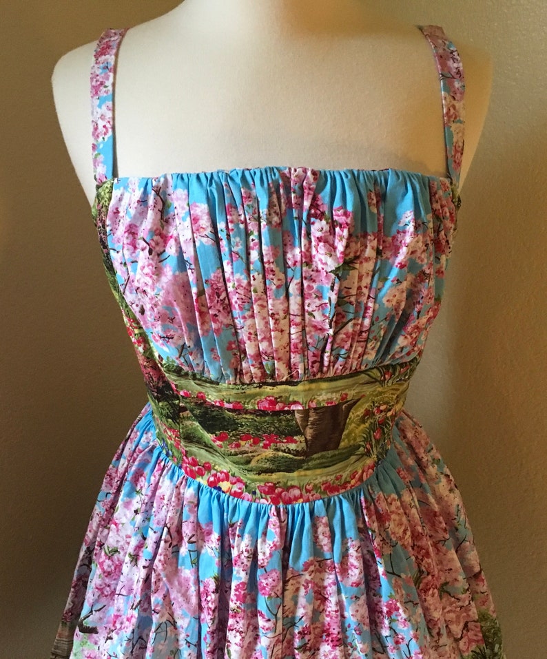 Pinup Doll Collection for Super Amanda Clothing\u2122 Shelf Bust Dress Handmade Primavera Landcape Dress Summer Collection 2019