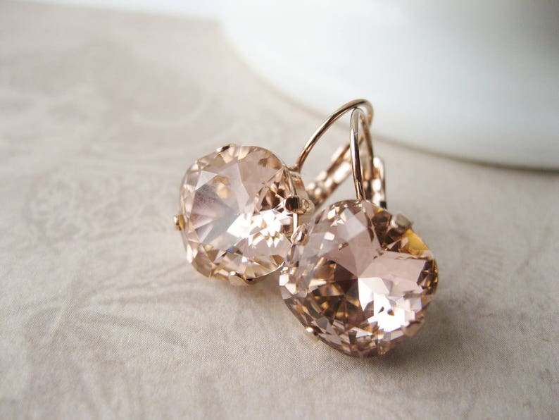 Blush and Rose Gold Bridesmaid Earrings Swarovski Crystal. 10 Romantic Tranquil Pink Paint Colors & Pretty Finds!