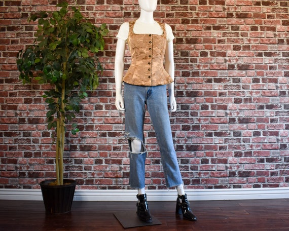 Vintage Floral brocade jacquard corset peplum top