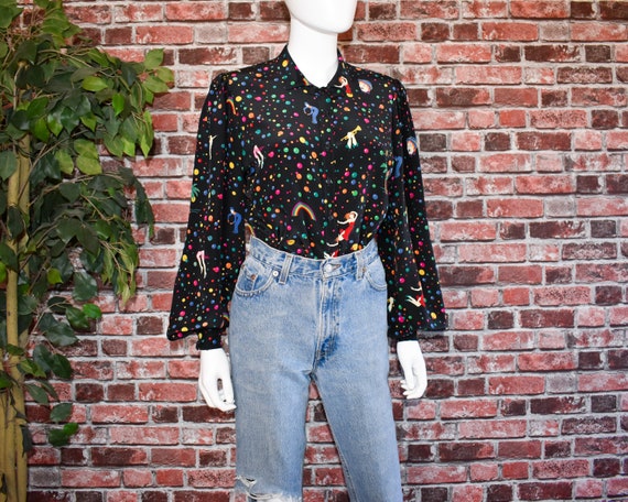 Vintage Novelty print button up shirt