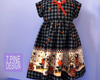 Halloween party dress #657, Handmade cotton childs dress