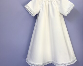 Gender Neutral Cotton Baptism Gown #228 , size Preemie through 24 months, Handmade Christening Gown