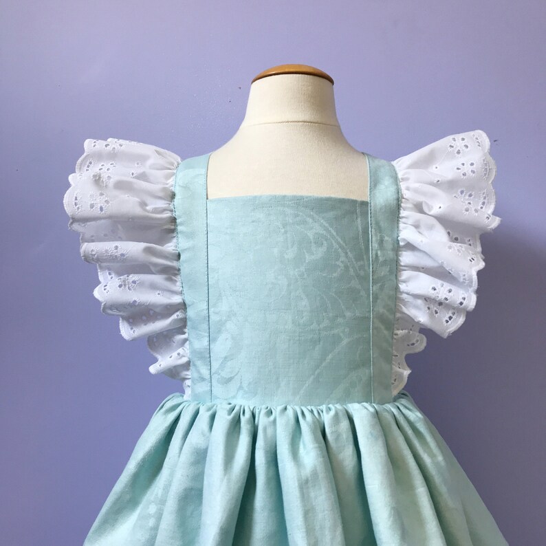 Vintage style Pinafore Dress 658 , Childs Pinny, One-of-a-kind cotton dress Size 4 image 2