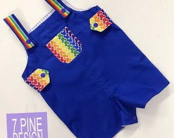 Rainbow Romper #712,  vintage style cotton playsuit