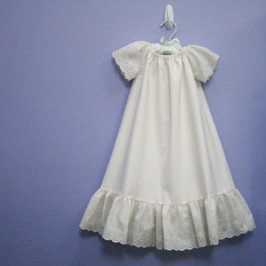 Cotton Baptism Gown #227   simple Christening gown, sizes Preemie through 24 months