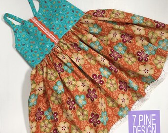 Summer Sunset child's dress #645,  Cotton sundress