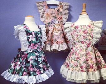 Your Fabric Custom Pinafore Dress  or Romper #411 ,  Vintage style Pinny