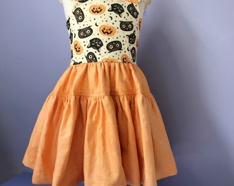 Halloween Pinafore Dress #655 ,  Childs Pinny, limited cotton dress