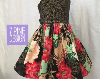 Chrysanthemum  boutique cotton dress #653 handmade children's dress