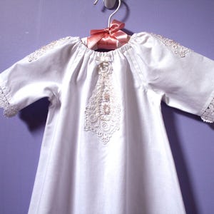 Cotton Baptism Dress 607 , Handmade Christening Outift, Preemie through 24 months, Naming Ceremony Outfit image 6