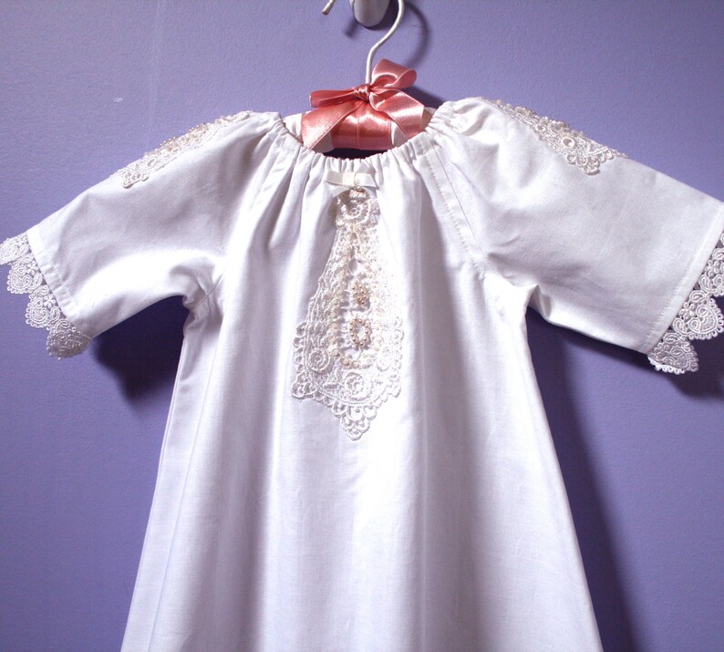 Cotton Baptism Dress 607 , Handmade Christening Outift, Preemie through 24 months, Naming Ceremony Outfit image 6