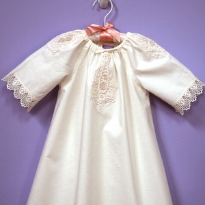 Cotton Baptism Dress 607 , Handmade Christening Outift, Preemie through 24 months, Naming Ceremony Outfit image 4