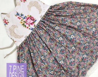 Country Rose child's dress #645, OOAK size 6 Cotton sundress
