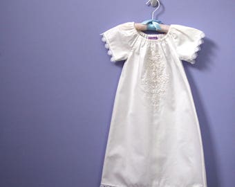 Cotton Baptism Dress #220 , Handmade Christening Gown,  Preemie through 24 months,  Naming Ceremony Outfit