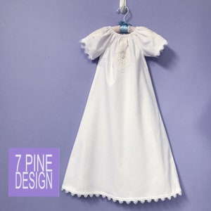 Cotton Baptism Dress 607 , Handmade Christening Outift, Preemie through 24 months, Naming Ceremony Outfit image 1