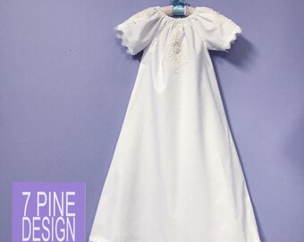 Cotton Baptism Dress #607 , Handmade Christening Outift,  Preemie through 24 months,  Naming Ceremony Outfit