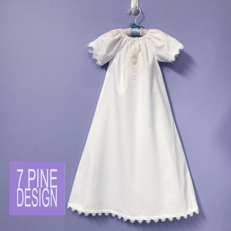 Cotton Baptism Dress 607 , Handmade Christening Outift, Preemie through 24 months, Naming Ceremony Outfit image 1
