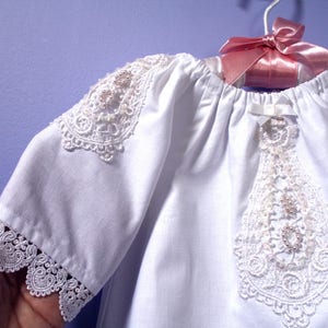 Cotton Baptism Dress 607 , Handmade Christening Outift, Preemie through 24 months, Naming Ceremony Outfit image 7