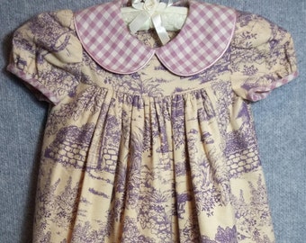 Little girls old-fashioned mauve flannel dress. (8)