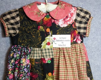 Little girls old-fashioned patchwork dress (6)