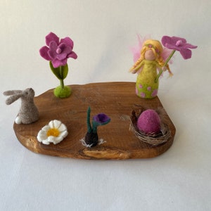 Easter Garden,Birthday ornament,Fairy,flower,bunny,Easter-egg,Waldorf-art,Needle felted,Filzart,Seasons Table,spring