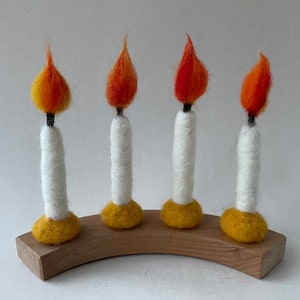 Felted Candle,birthdayring,Waldorf-art,Needle felted ,ring-ornament,Seasonal.Filzart,Seasons Table, Grimms Birthday circle,Christmas