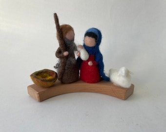 Birthdayring ornament,Felted Nativity, Waldorf -art,Christmas,Waldorf Nativity,nativity scene,Waldorf inspired