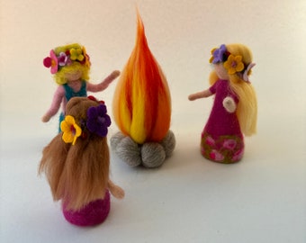 St John Fire,Midsummer festival,Felted dolls,felted,Waldorf-art,Nature table,Season-table,Filzart,scene