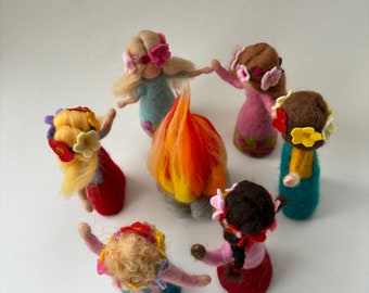 St John Fire,Midsummer festival,Felted dolls,felted,Waldorf-art,Nature table,Season-table,Filzart,scene