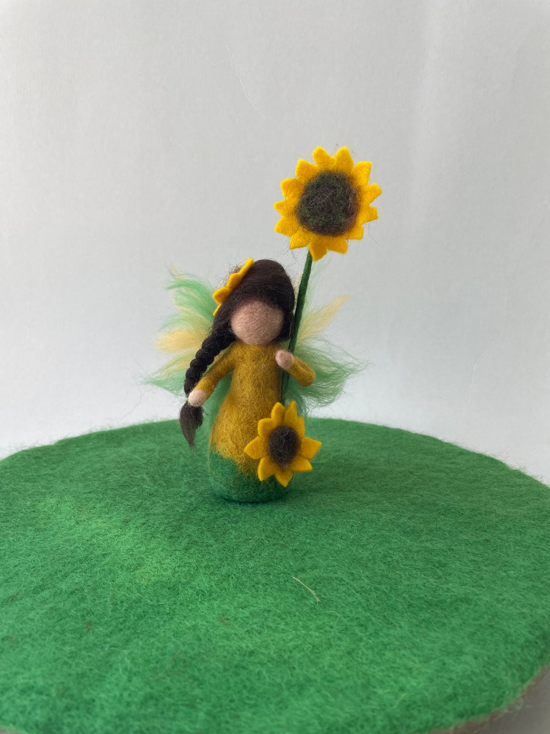 Wet Felted Sunflower Fairy – Waldorf Nature Table Doll - Etsy