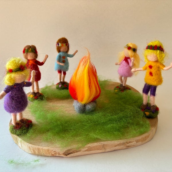 St John Fire,Midsummer festival,ring ornament,Birthdayring,Waldorf-art,Needle felted,Filzart,Seasons Table