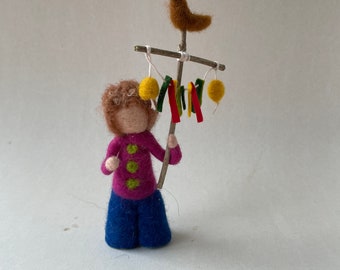 Palmsunday girl,Child,Wet felted,Waldorf-art,Naturetable.Filzart,Seasons Table,Gefilzt,Jahreszeitentisch,Easter