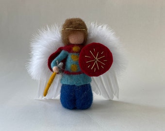 Saint Michael,Archangel - Saint Michael, Michaelmas, Guardian Angel, Doll Wet felted, Waldorf-art,Story,Puppetry,Filzart,