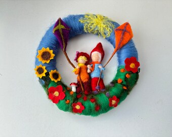 Wreath,Autumn,Fall, Needle Felted,Waldorf-art,Wool,Filzart,Seasontable,Kranz Gefilzt