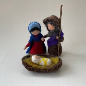 Crèche de Noël en feutre humide, Marie, Joseph, Enfant Jésus