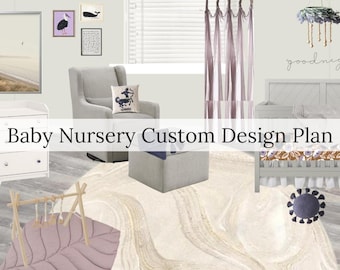 Baby Nursery Custom Design Plan - Interior Design Service - Affordable Digital Design - Baby Nursery Product Shopping Guide + Mood Board