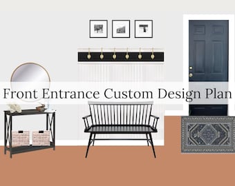 Front Entrance Custom Design Plan - Interior Design Service - Budget Digital Design - Foyer Entranceway Product Shopping Guide Mood Board