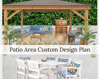 Patio Custom Design Plan - Interior Design Service - Affordable Digital Design - Backyard Design - Patio Product Shopping Guide + Mood Board