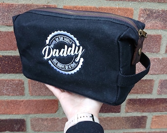 Waxed cotton wash bag with personalisation