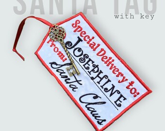 Personalised fabric Santa Tag with special key
