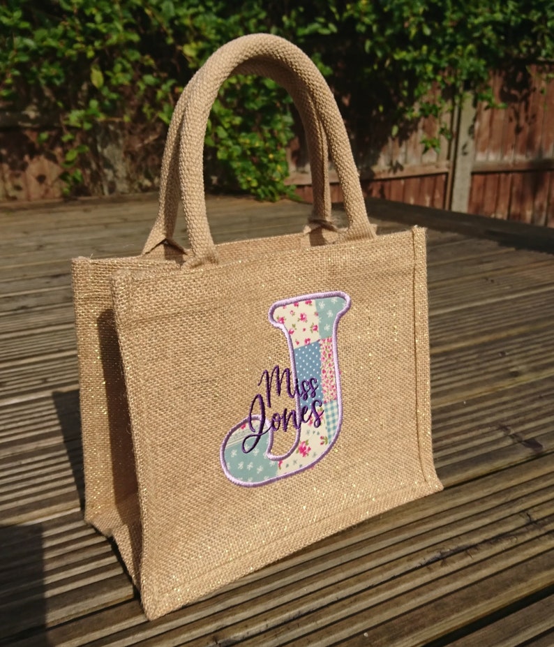 Personalised Gold Shimmer Jute Bag Etsy