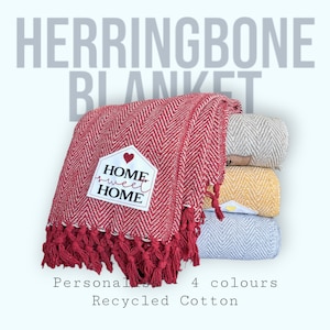 Personalised herringbone Sofa throw/blanket