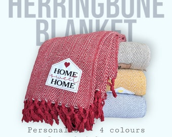 Personalised herringbone Sofa throw/blanket