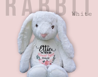 Rabbit - white Personalised Embroidered teddy