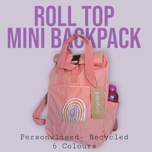 Recycled roll-top mini rucksack - 6 colours - personalised