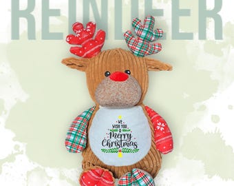 Scandi tartan Patchwork Reindeer with personalisation